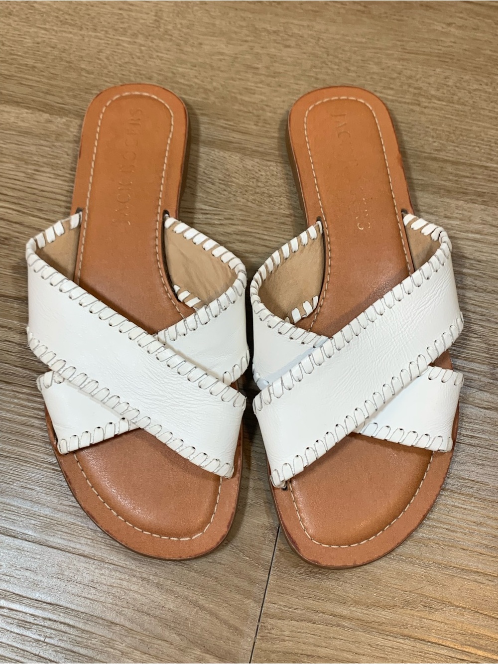 Jack Rogers White Leather Sloane Sandals Women’s Size 7.5 Criss Cross Slip On